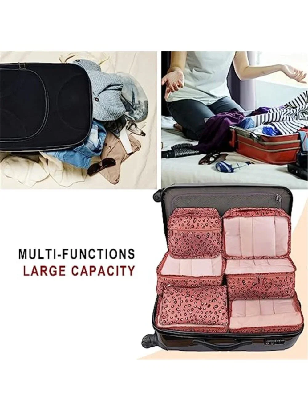 Travel Packing Cubes Set Luggage Organizer Bags Shoe Bag Mesh Storage 7 Piece